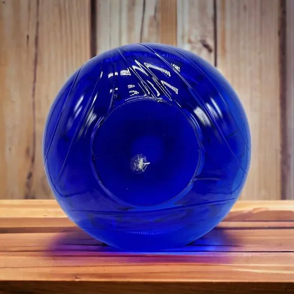 Exquisite Cobalt Blue Ruffle Top, Draped Pattern Art Glass Bass